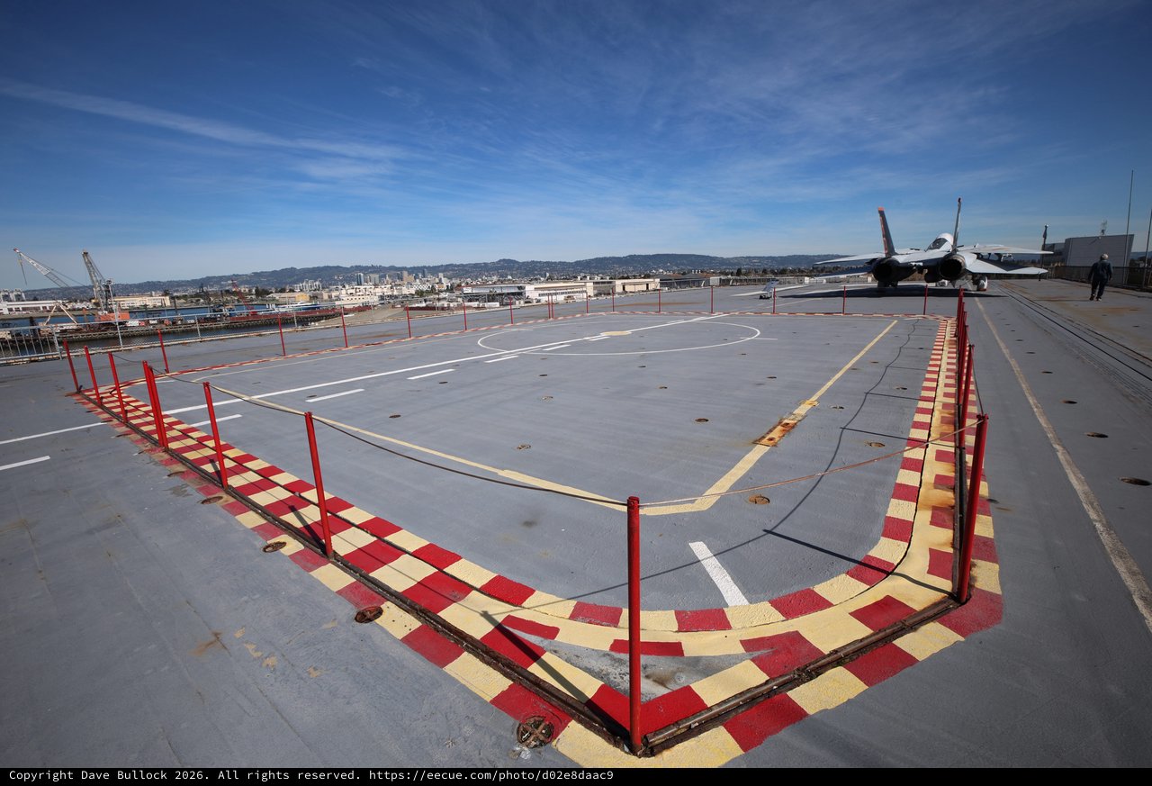Aircraft Carrier Flight Deck with Red Safety Barriers