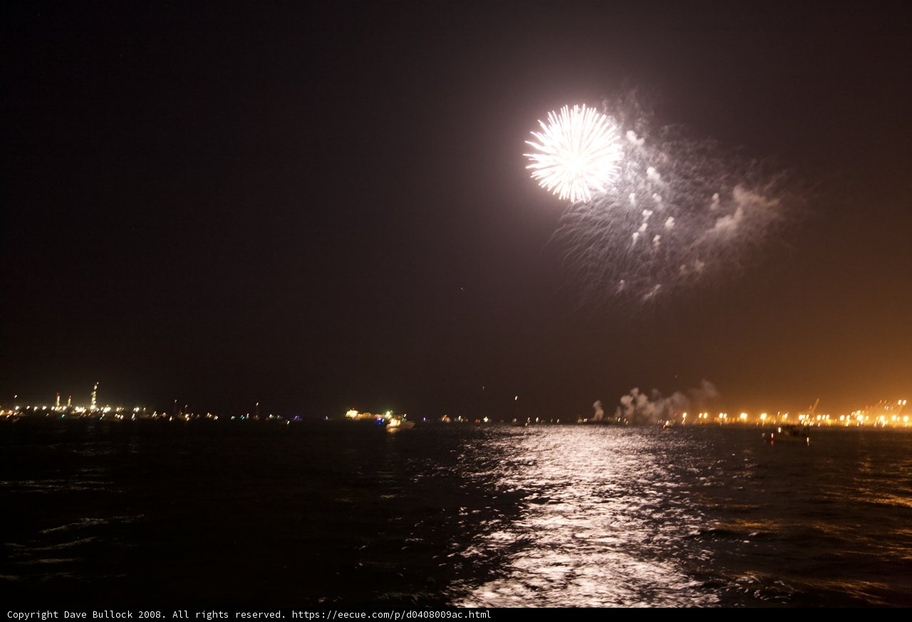 Fireworks Reflecting on Water