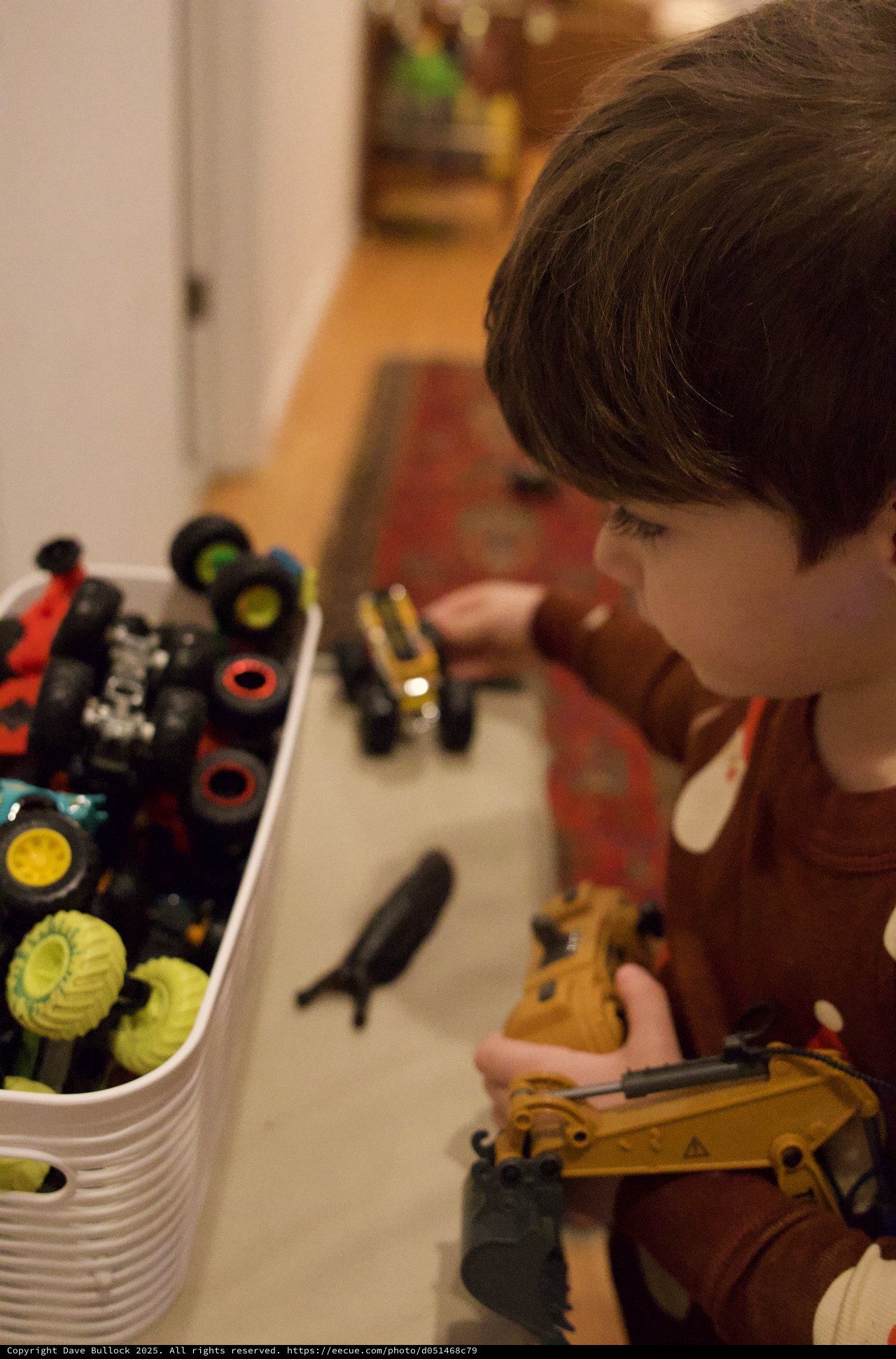 Child Playing with Construction Toys on Christmas Day