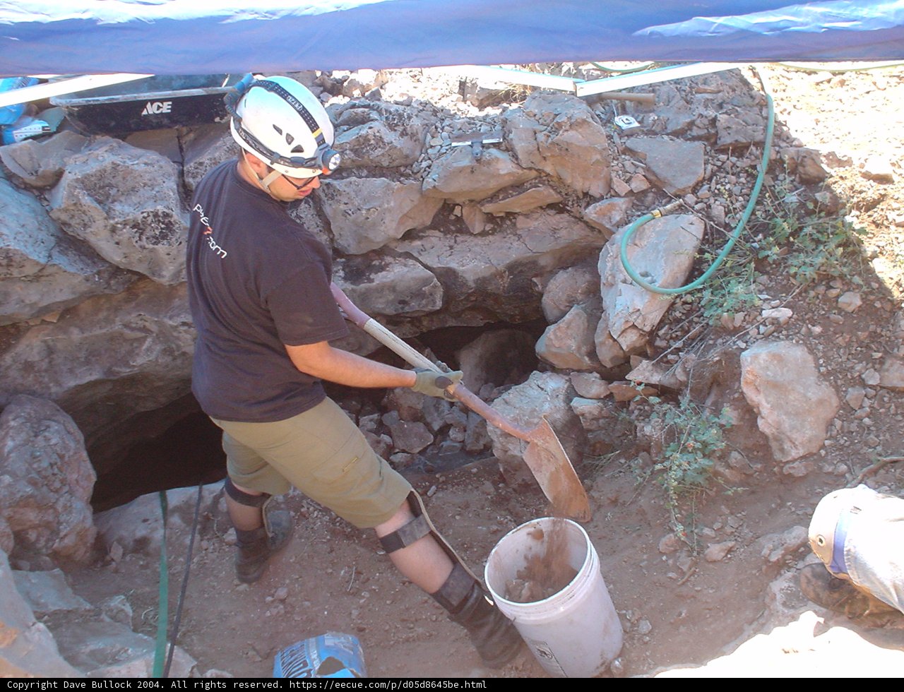 Man excavating an archaeological site
