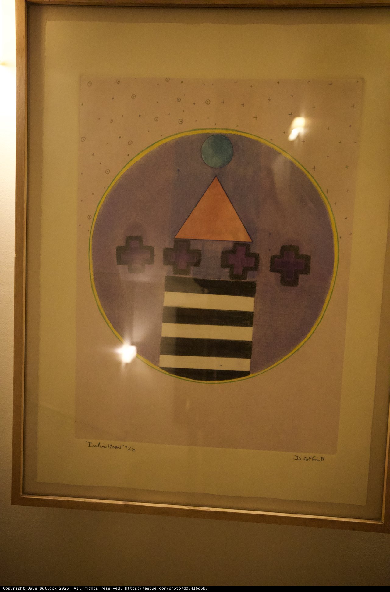 Geometric Abstract Artwork with Circle and Striped Vase