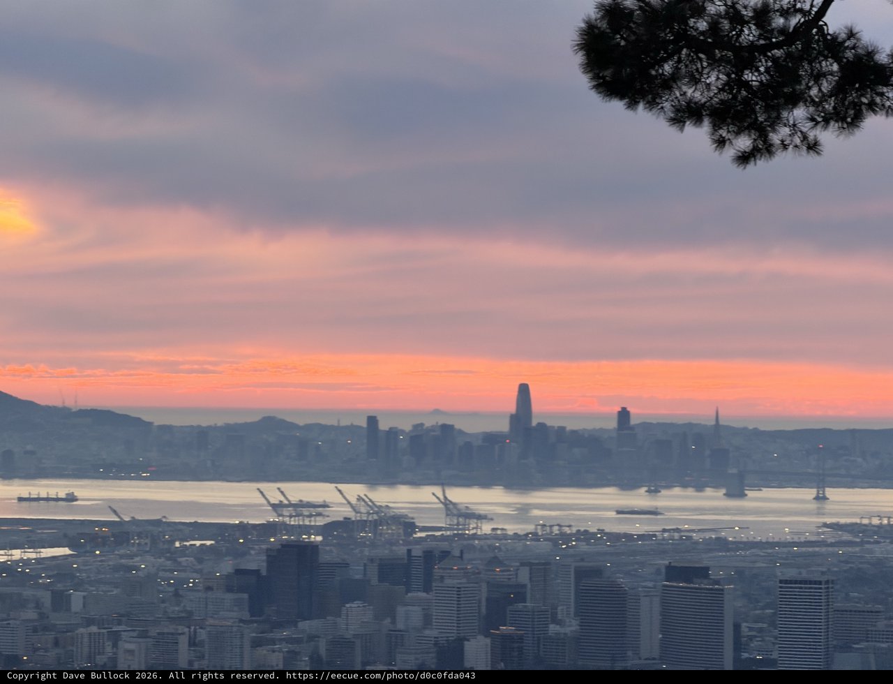 San Francisco Bay at Sunset from Oakland Hills