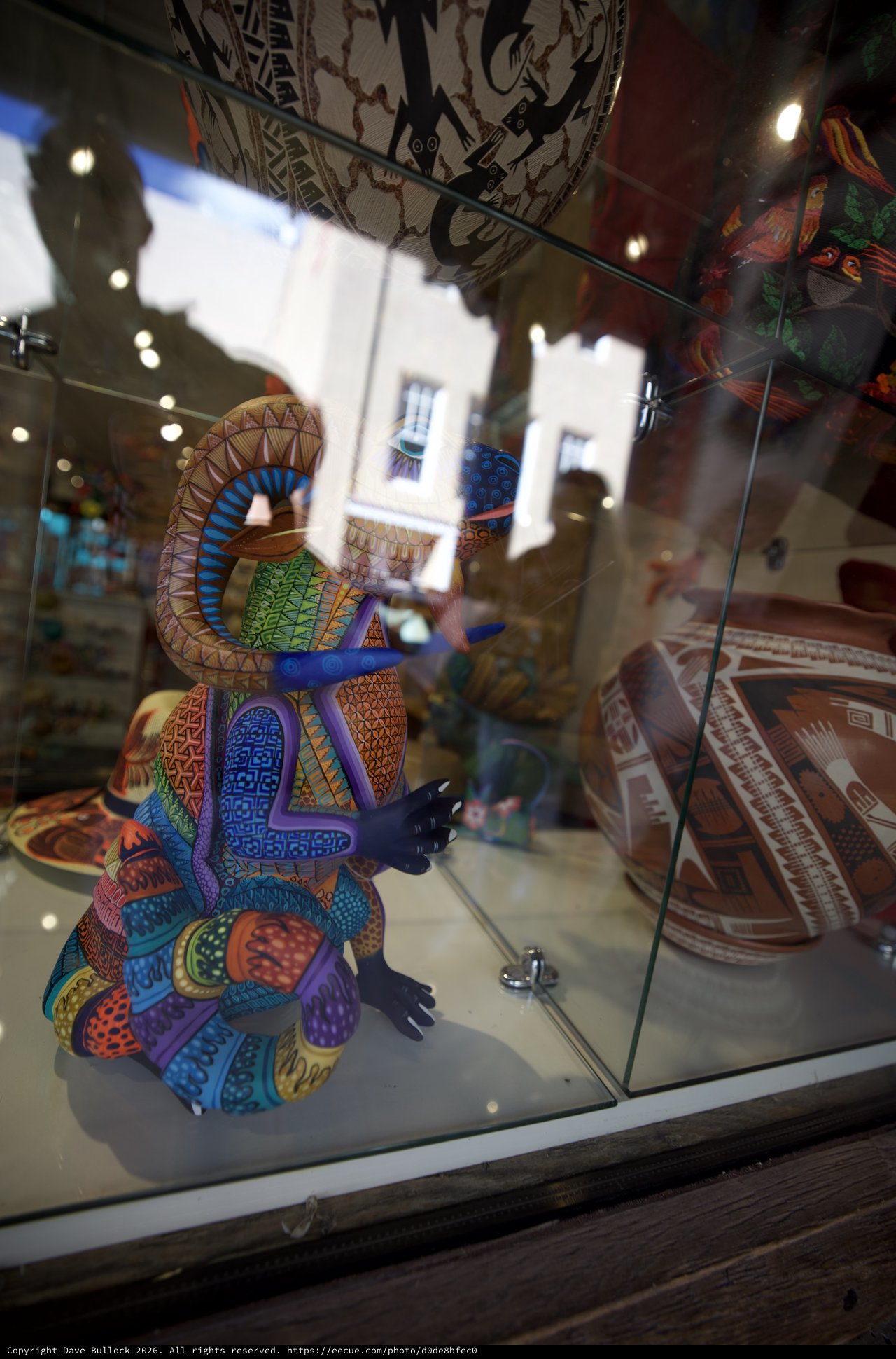 Vibrant Mexican Folk Art Sculpture in Shop Window