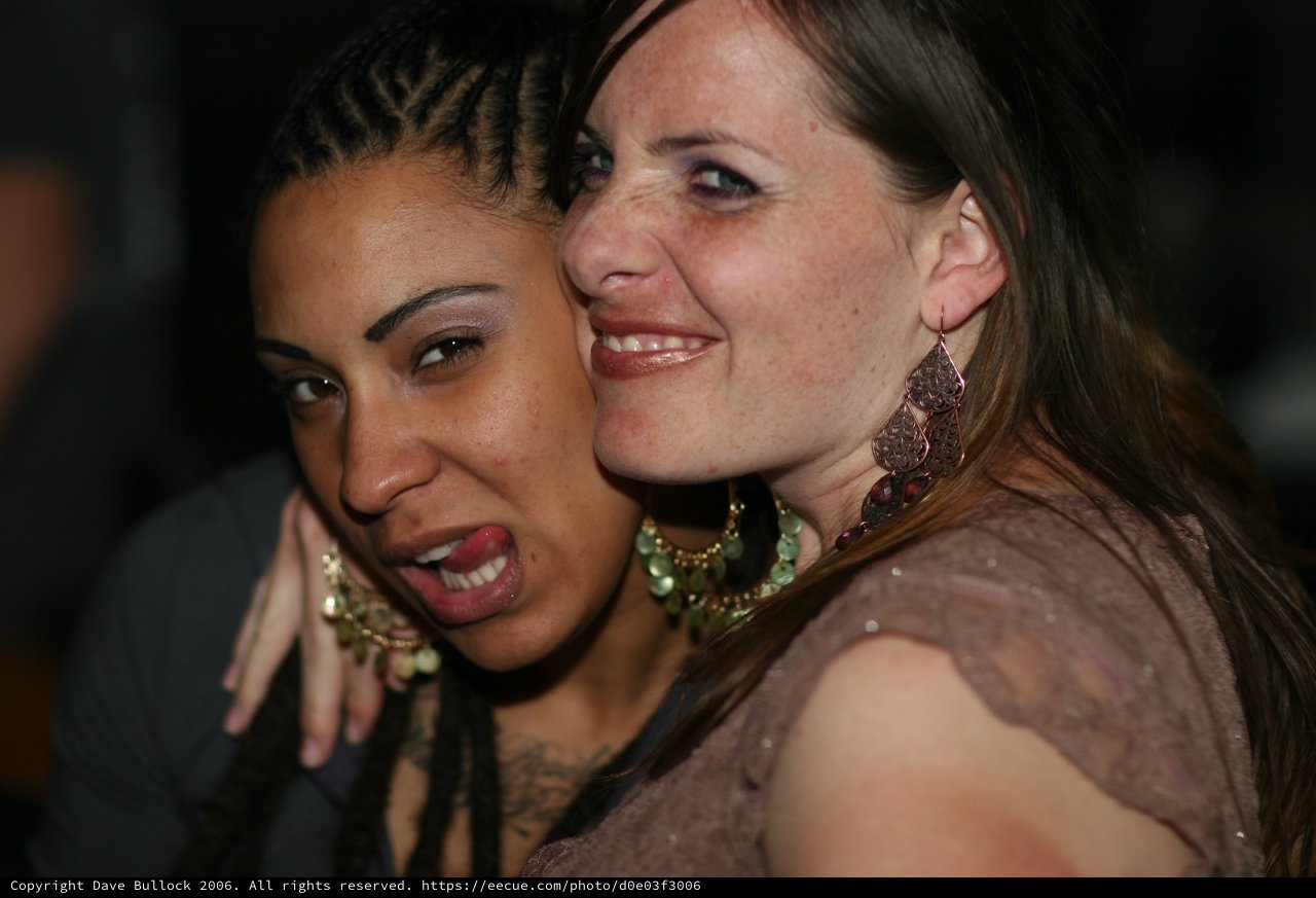 Two Friends Share a Joyful Moment at Nightclub
