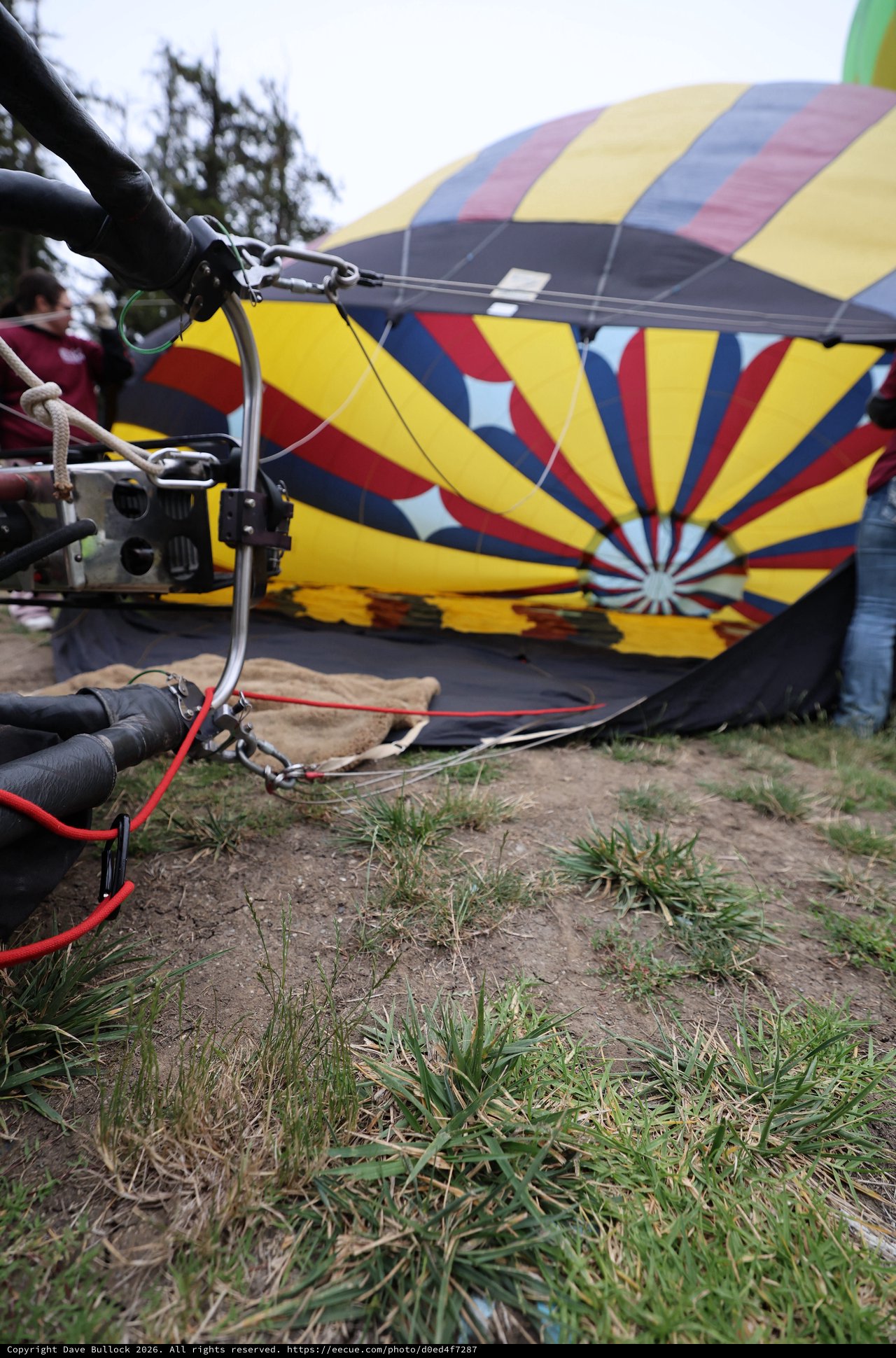 Hot Air Balloon Being Inflated on the Ground