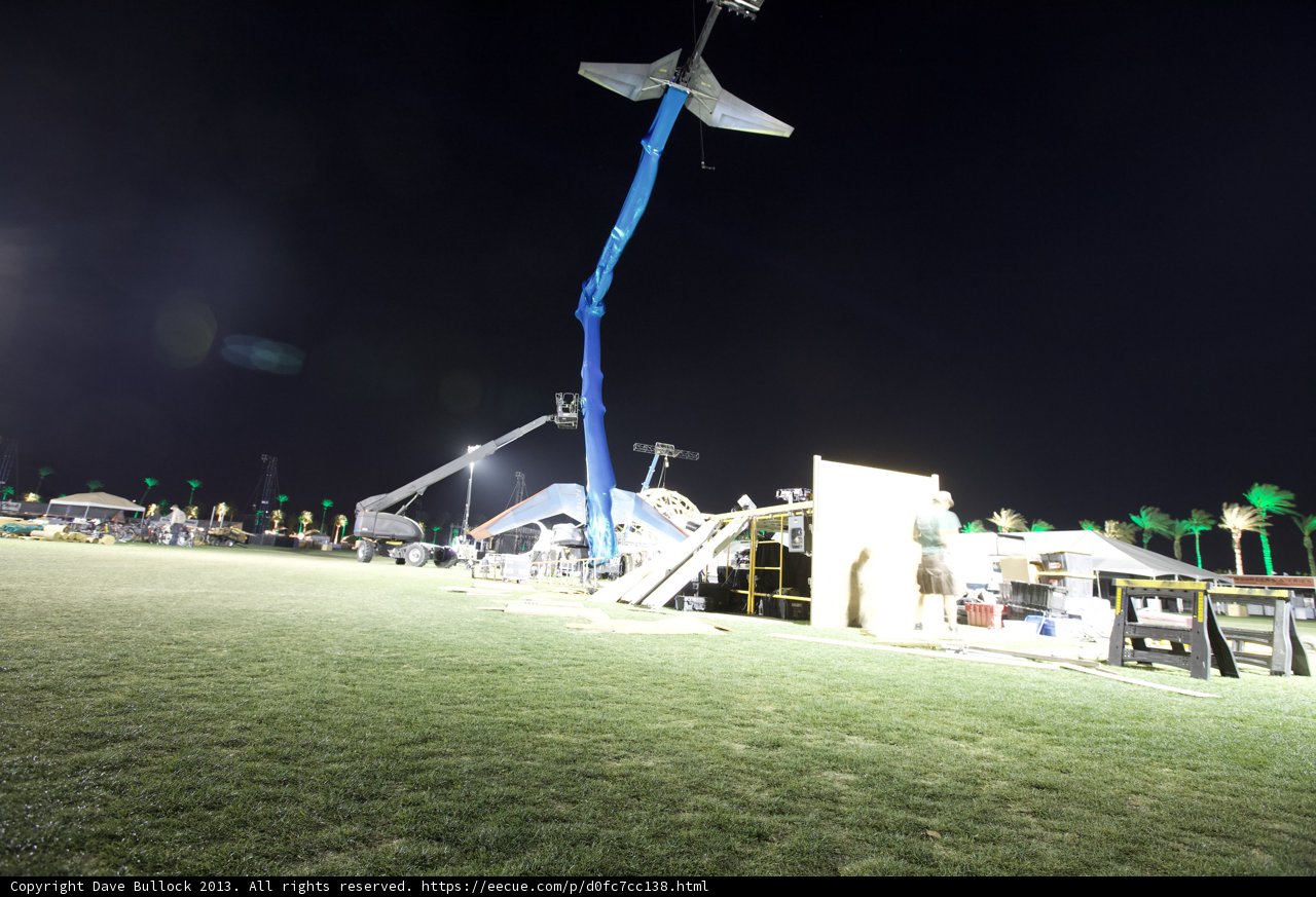 Crane Lifting Heavy Object at Coachella