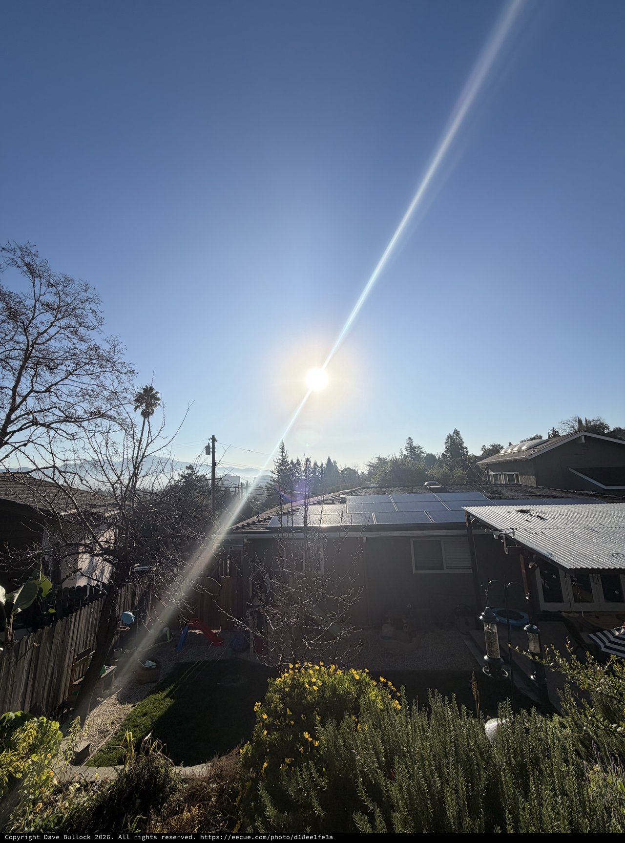 Suburban Home with Solar Panels at Golden Hour