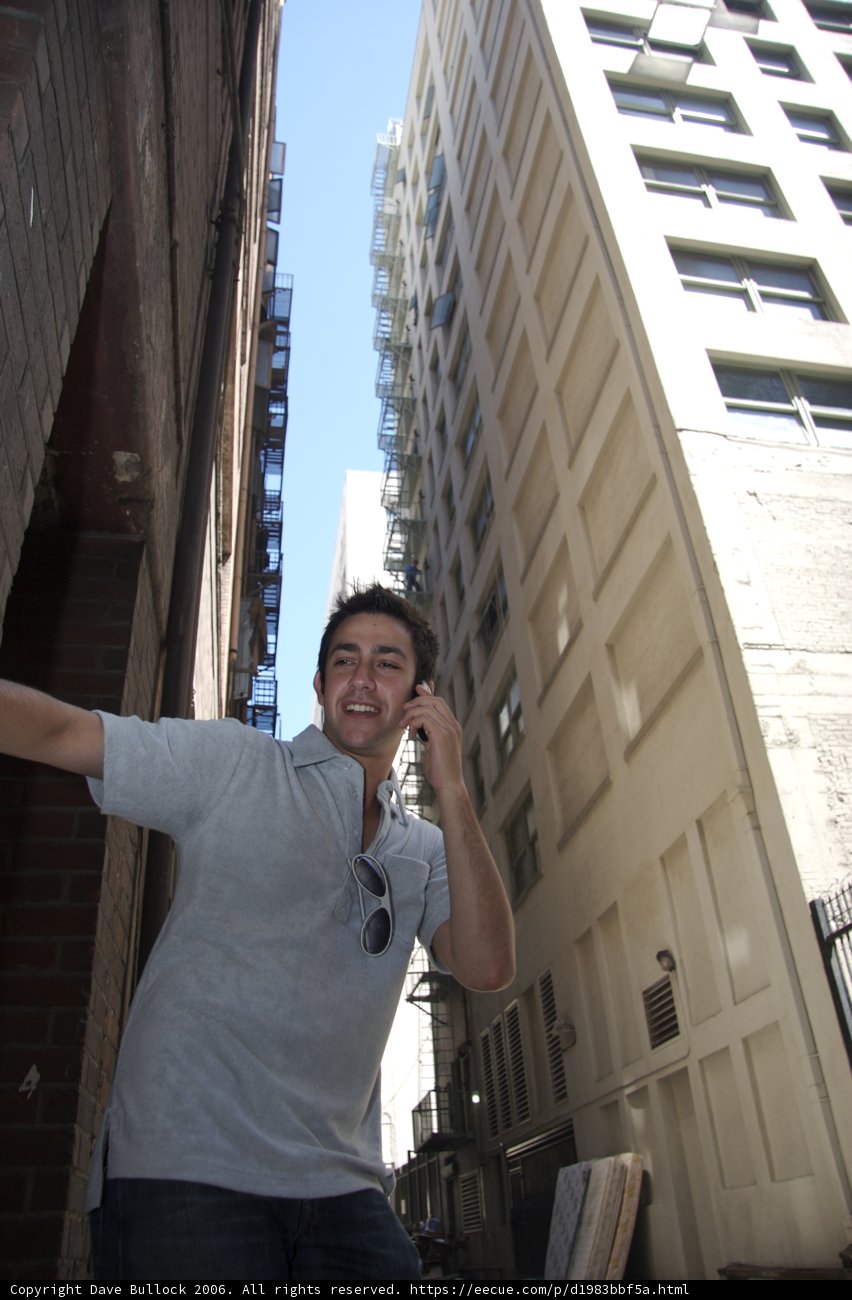 Cell Phone Conversation at Office Building
