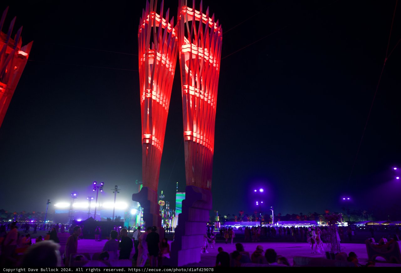 Crimson Towers: A Night Under Neon at Coachella 2024