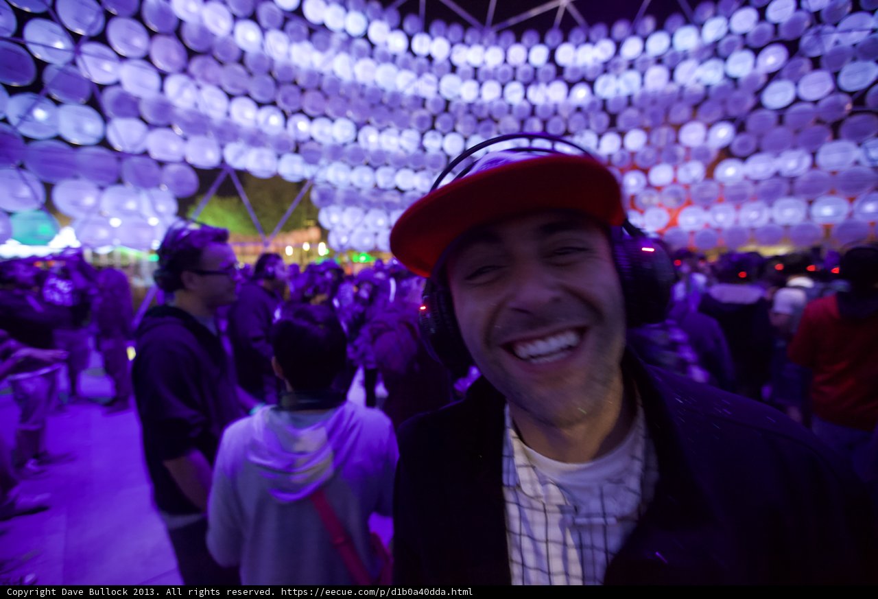 Headphone Party in the Purple Urban Night Club