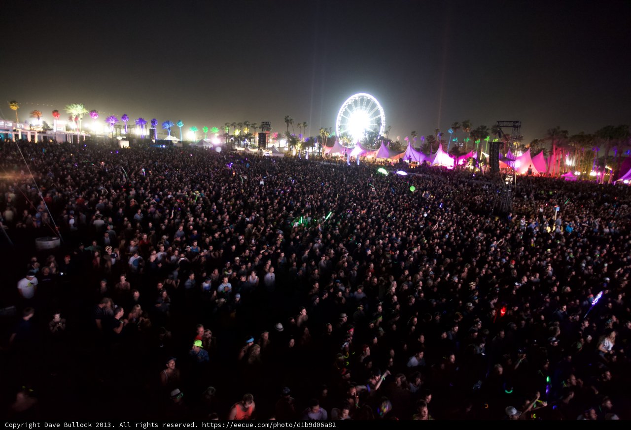 Coachella Concert Crowd at Night