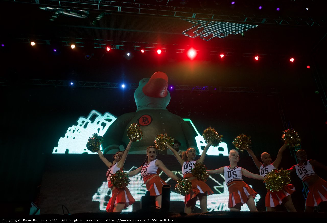 Cheerleaders and Giant Duck Take the Stage at Coachella