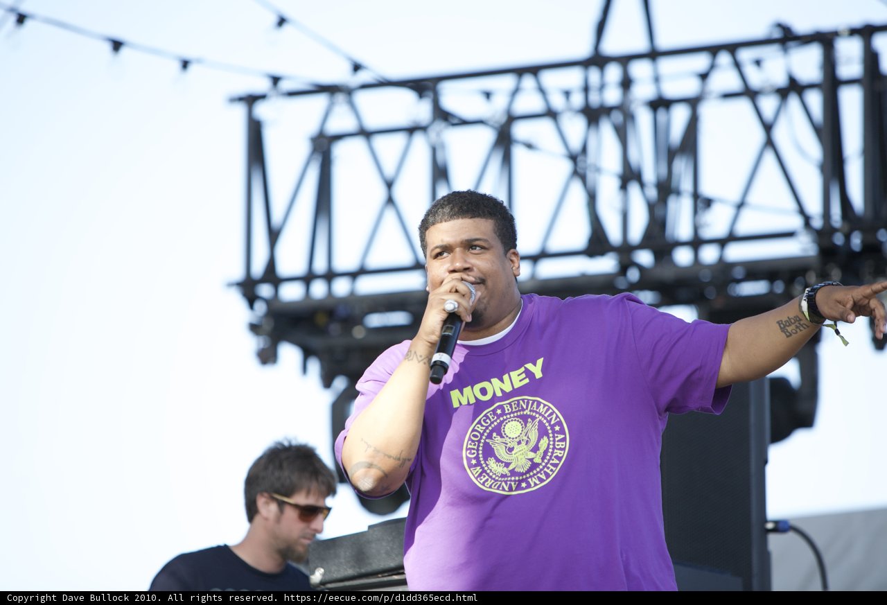 David Jude Jolicoeur performs with his purple shirt and microphone