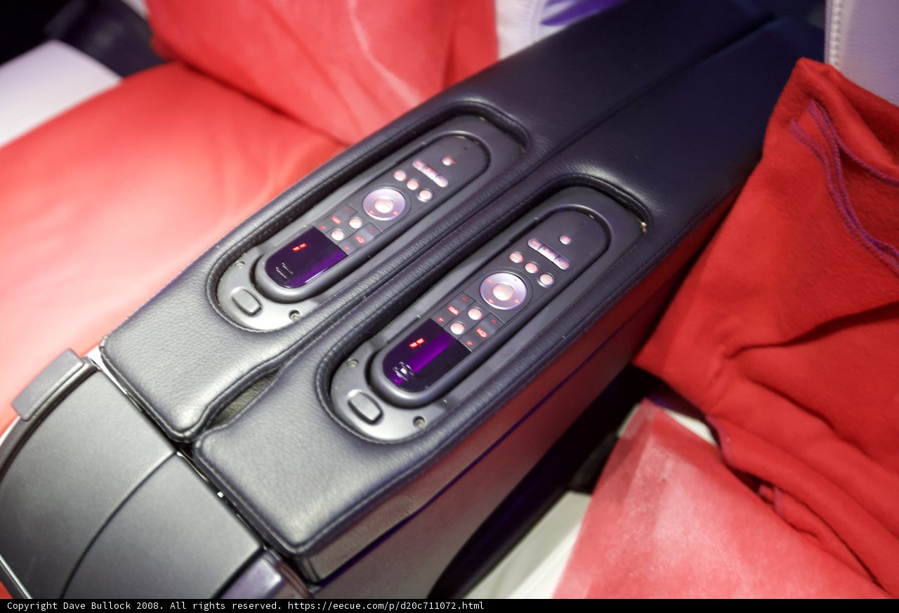 Seat Back Controls on a White Knight Two Flight