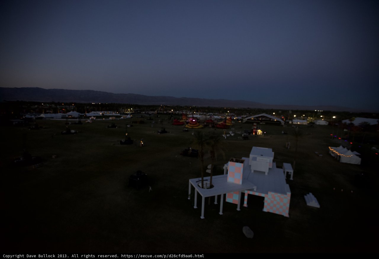 Nightfall at Coachella Airfield Tent
