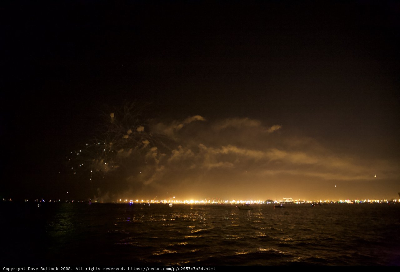Sparkling Fireworks Reflection on the Bay