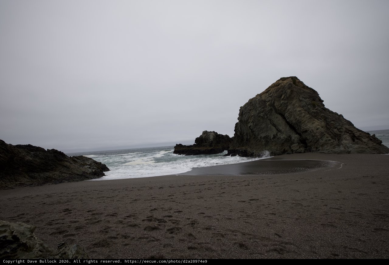 Moody Cove at Dusk with Dramatic Sea Stack