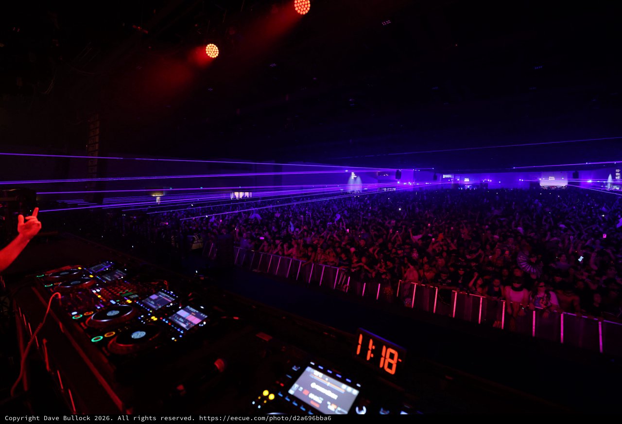 Massive Crowd Engulfed in Purple Laser Light at Wobbleland