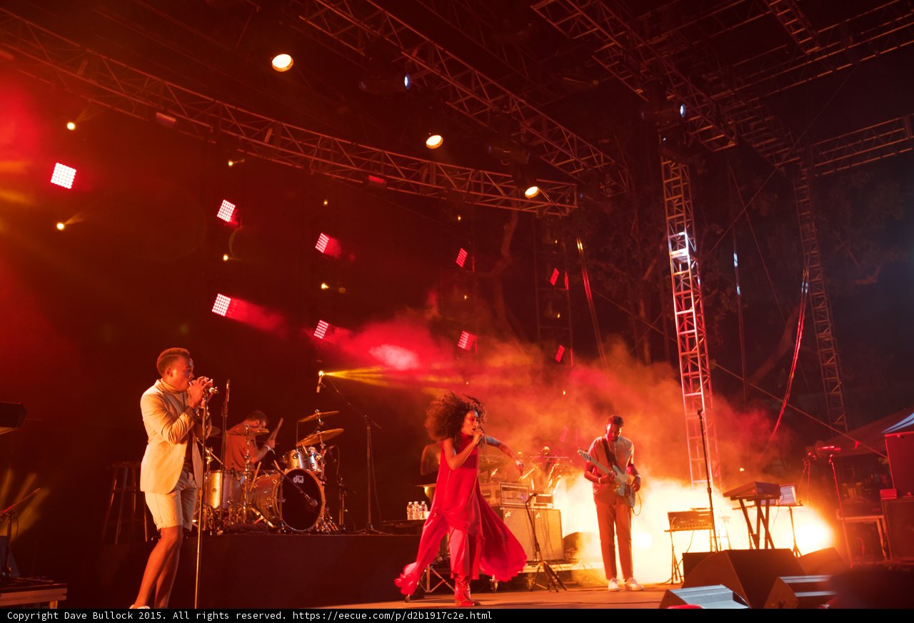 Solange Wide Stage Band Backing Vocalist Singing Red Orange