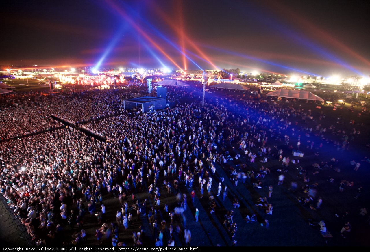 Lights and Crowd at Coachella Music Festival