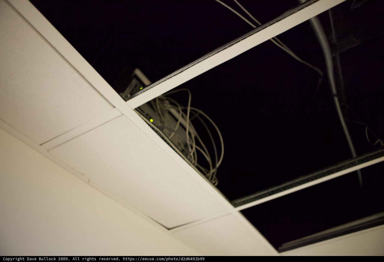 Wires hanging from the ceiling