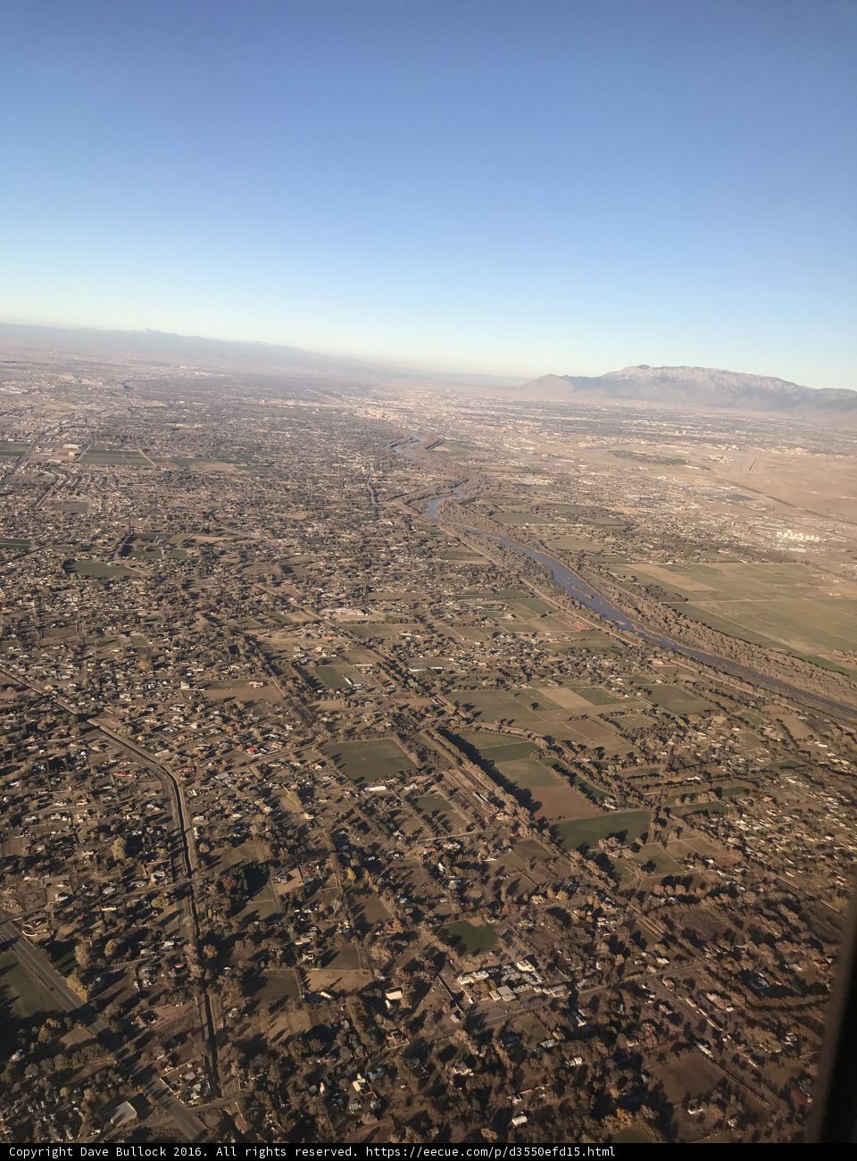 A bird's eye view of Albuquerque and the Rio Grande