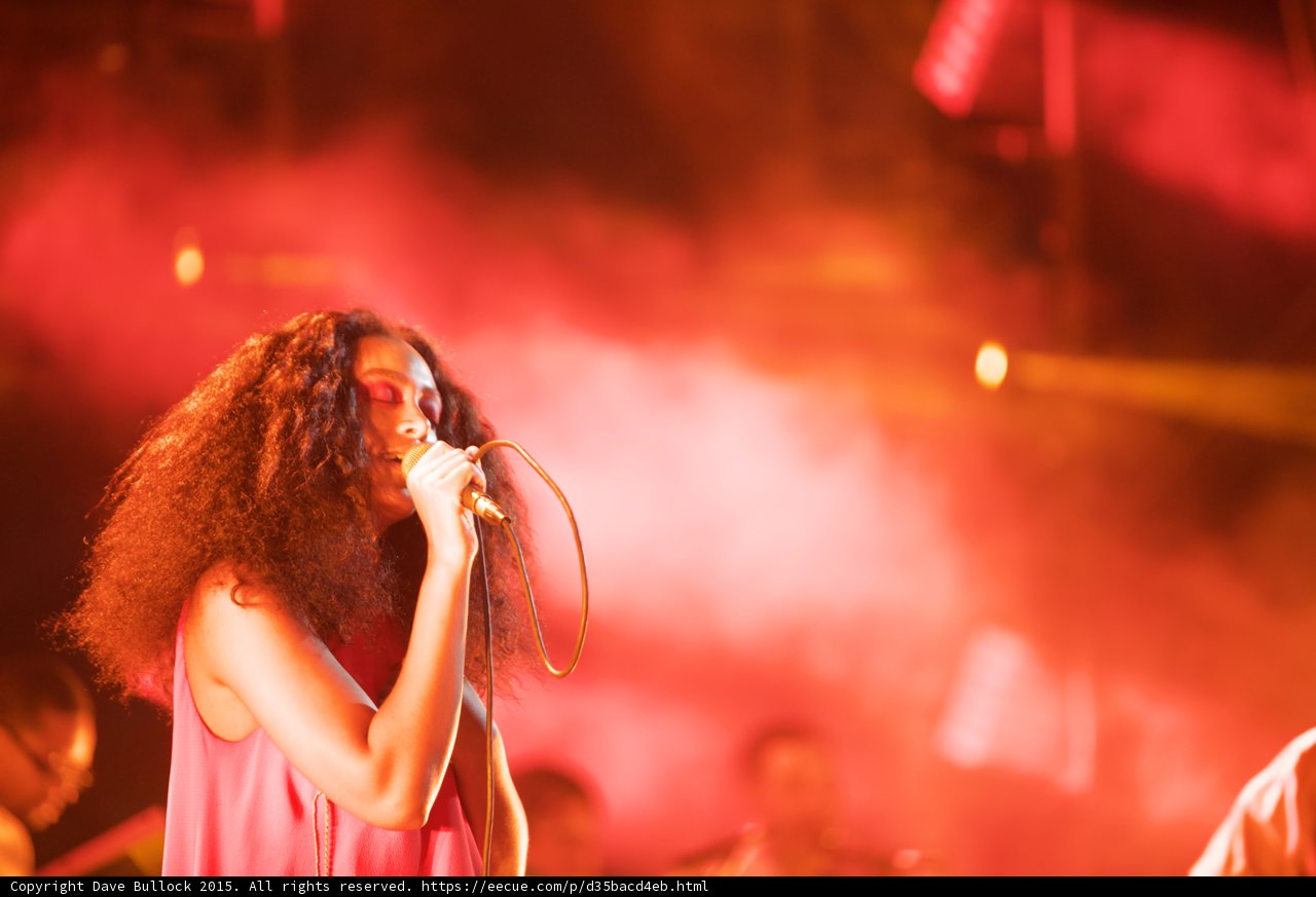 Solange Portrait Eyes Closed Red Dress Prominent Pink White Haze