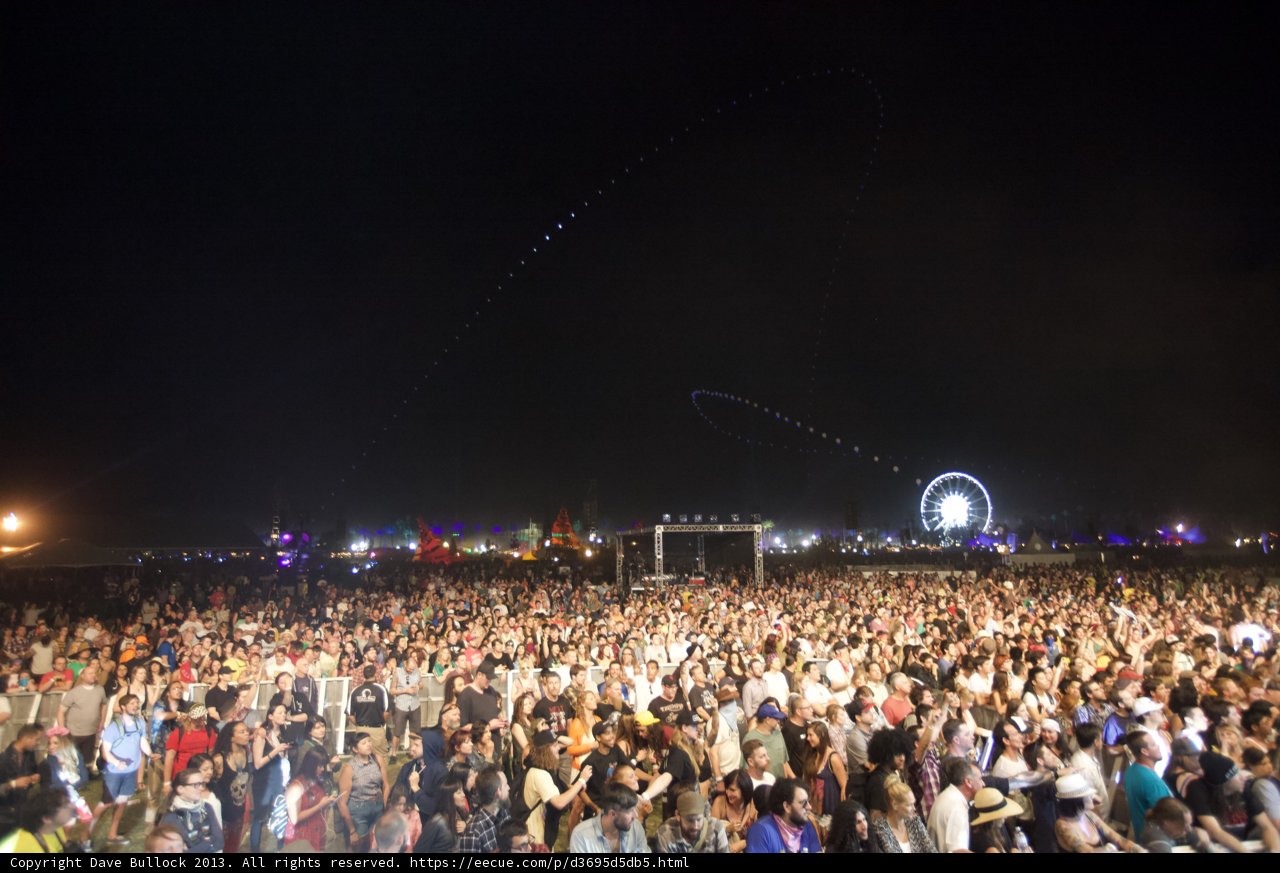 Nighttime Crowd at Coachella Music Festival
