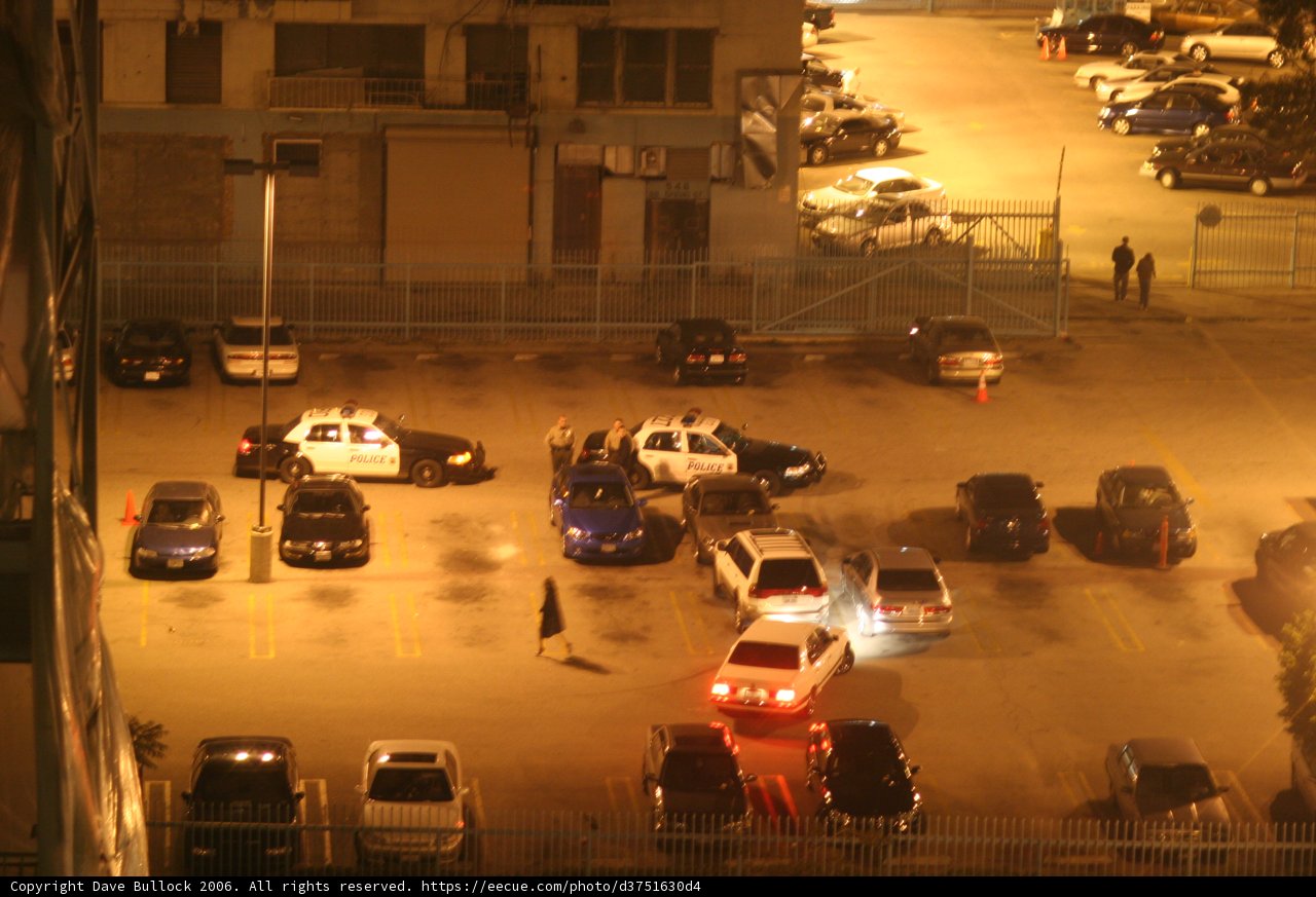 Parking Lot Scene with Police Presence