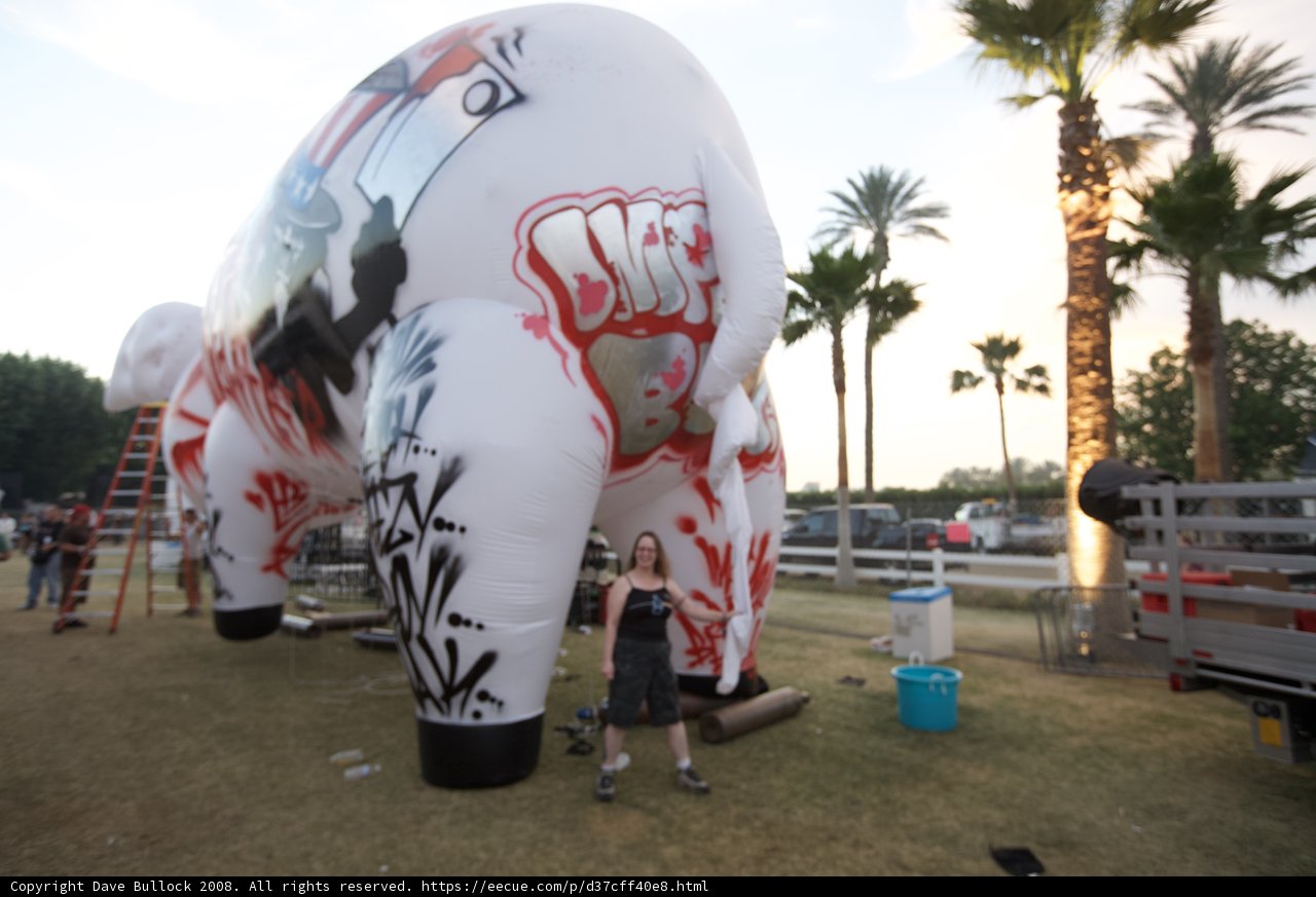 Man and Giant Inflatable Pig at Coachella