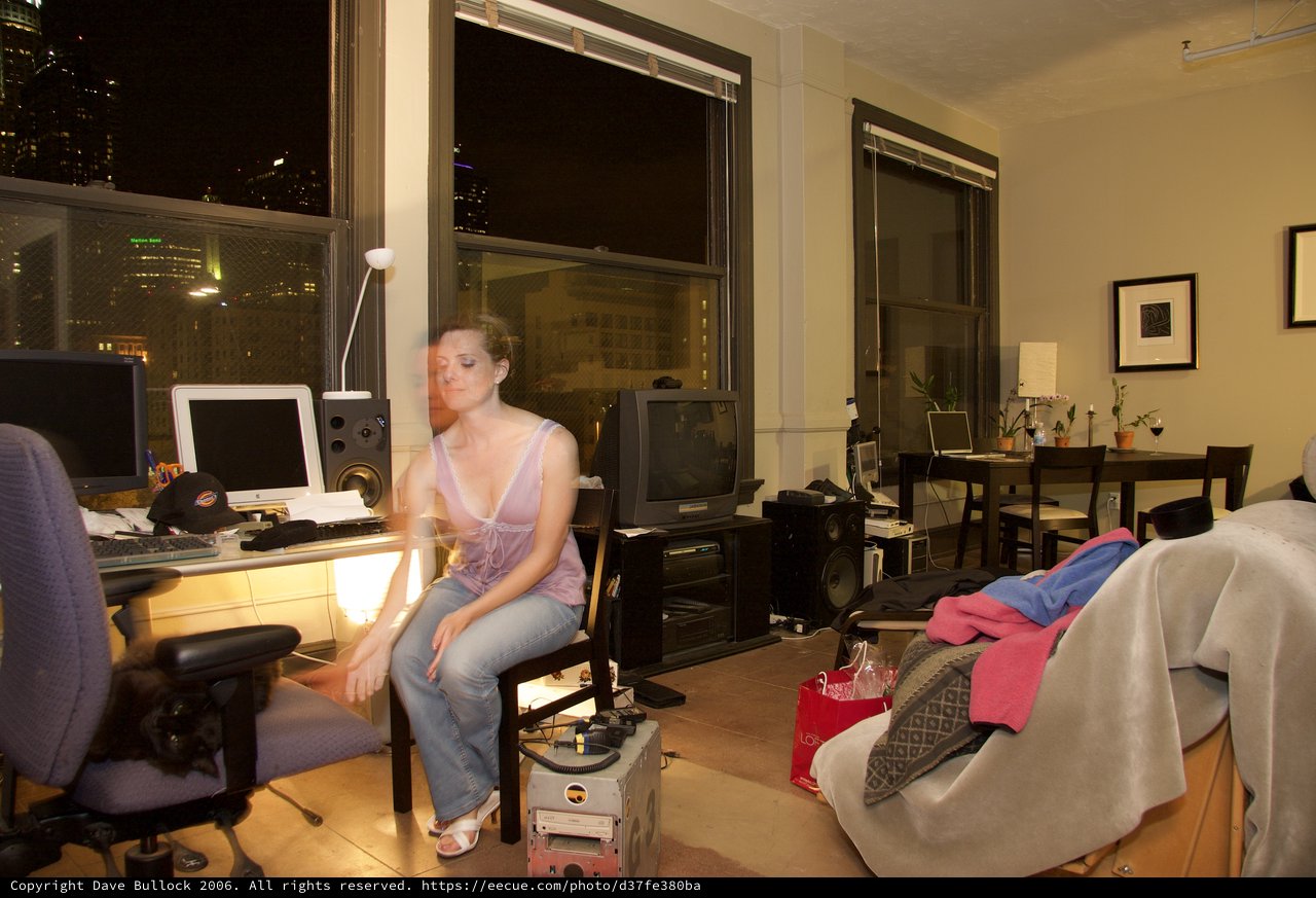 Night Owl: Woman Relaxing in Urban Loft Apartment