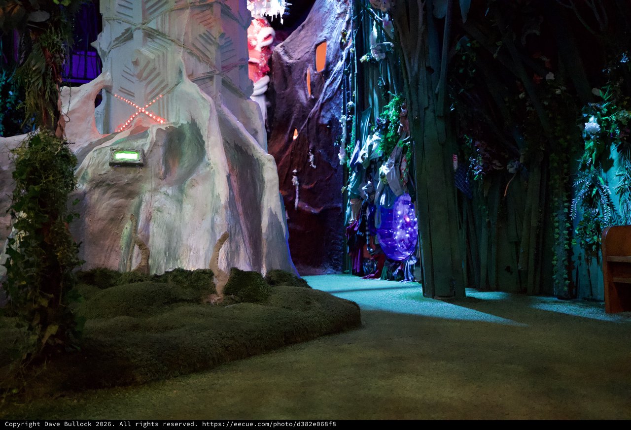 Illuminated Fantasy Cave Installation with Mystical Lighting