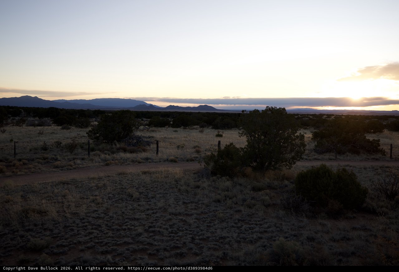 Desert Sunset Over Distant Mountains in New Mexico