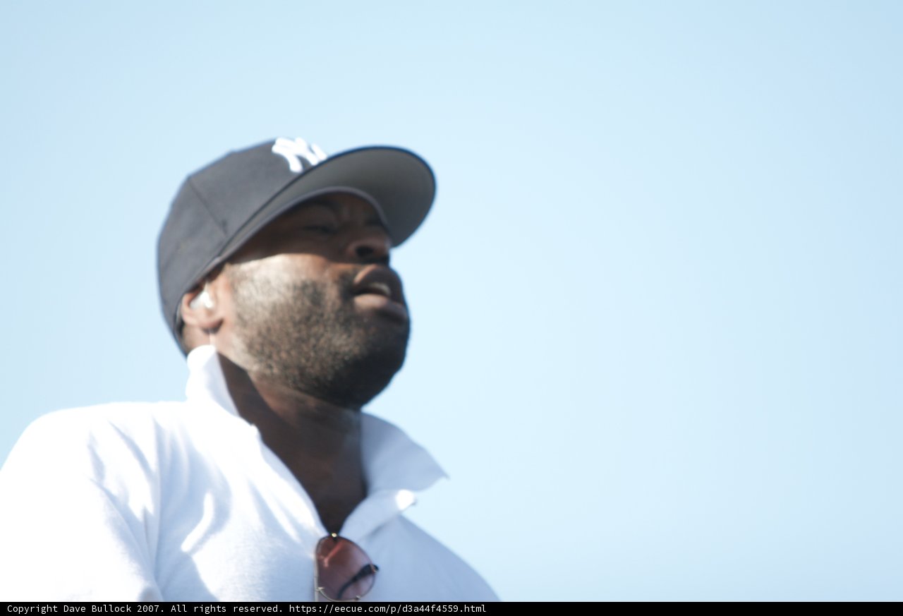 Black Thought Wearing White Shirt and Baseball Cap at Coachella