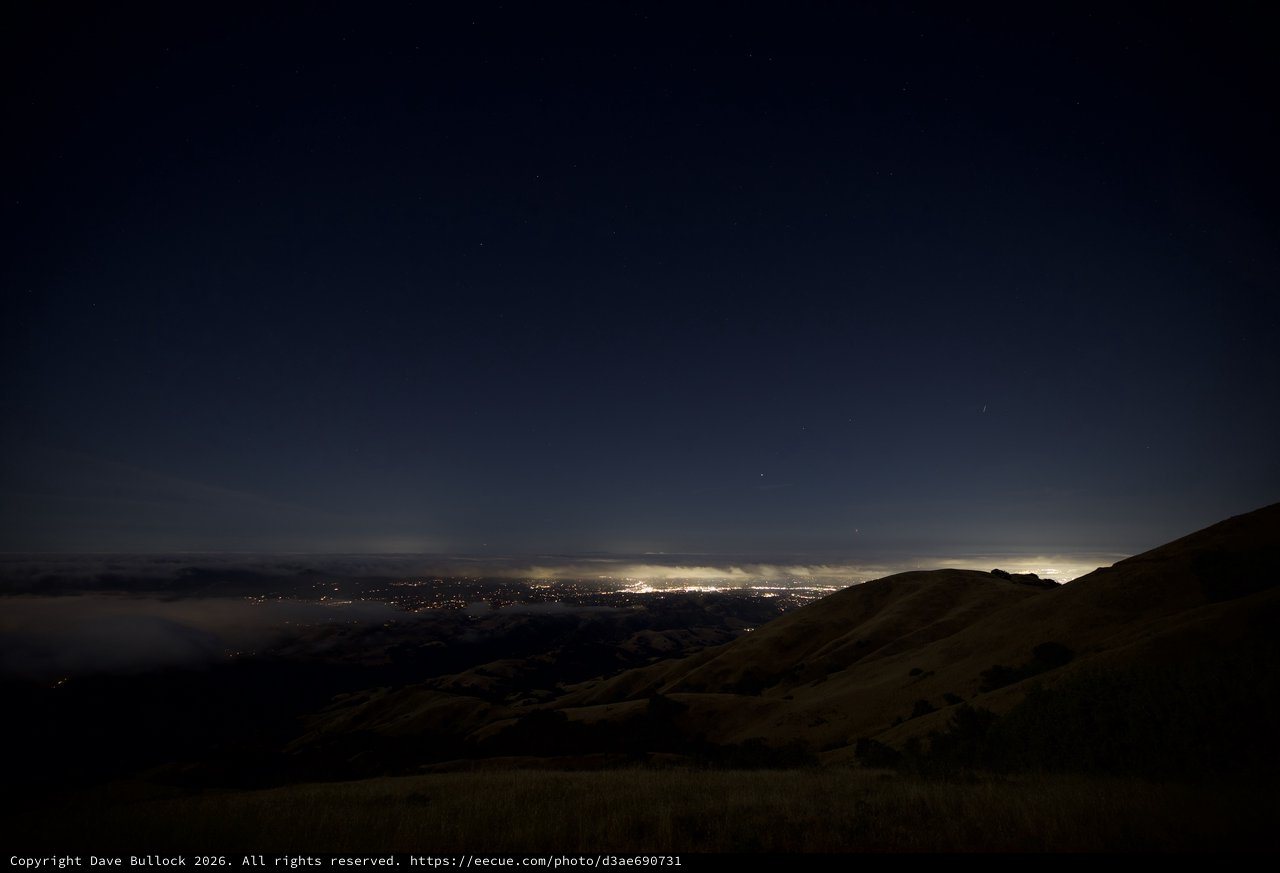 City Lights Glow Beneath Starry Skies Over Bay Area