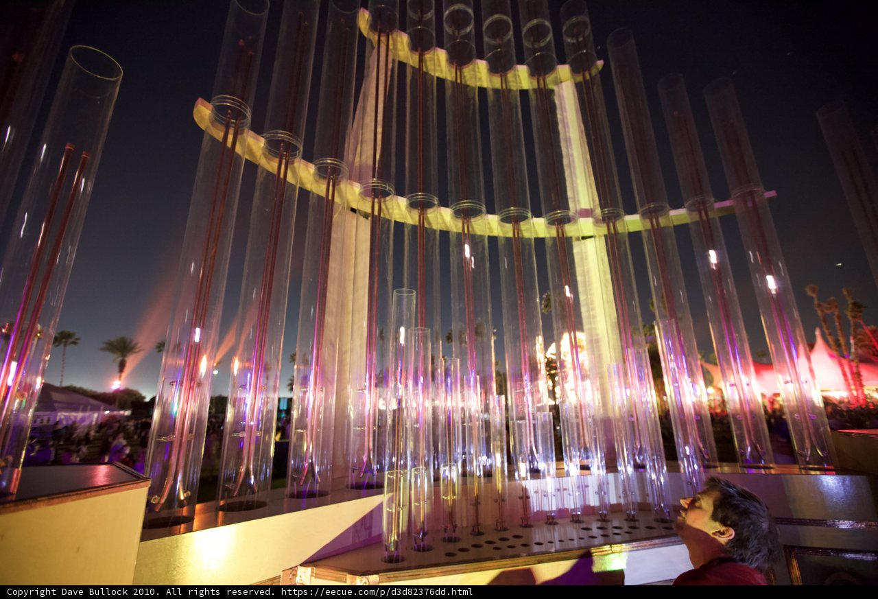 Towering Bottles at Night