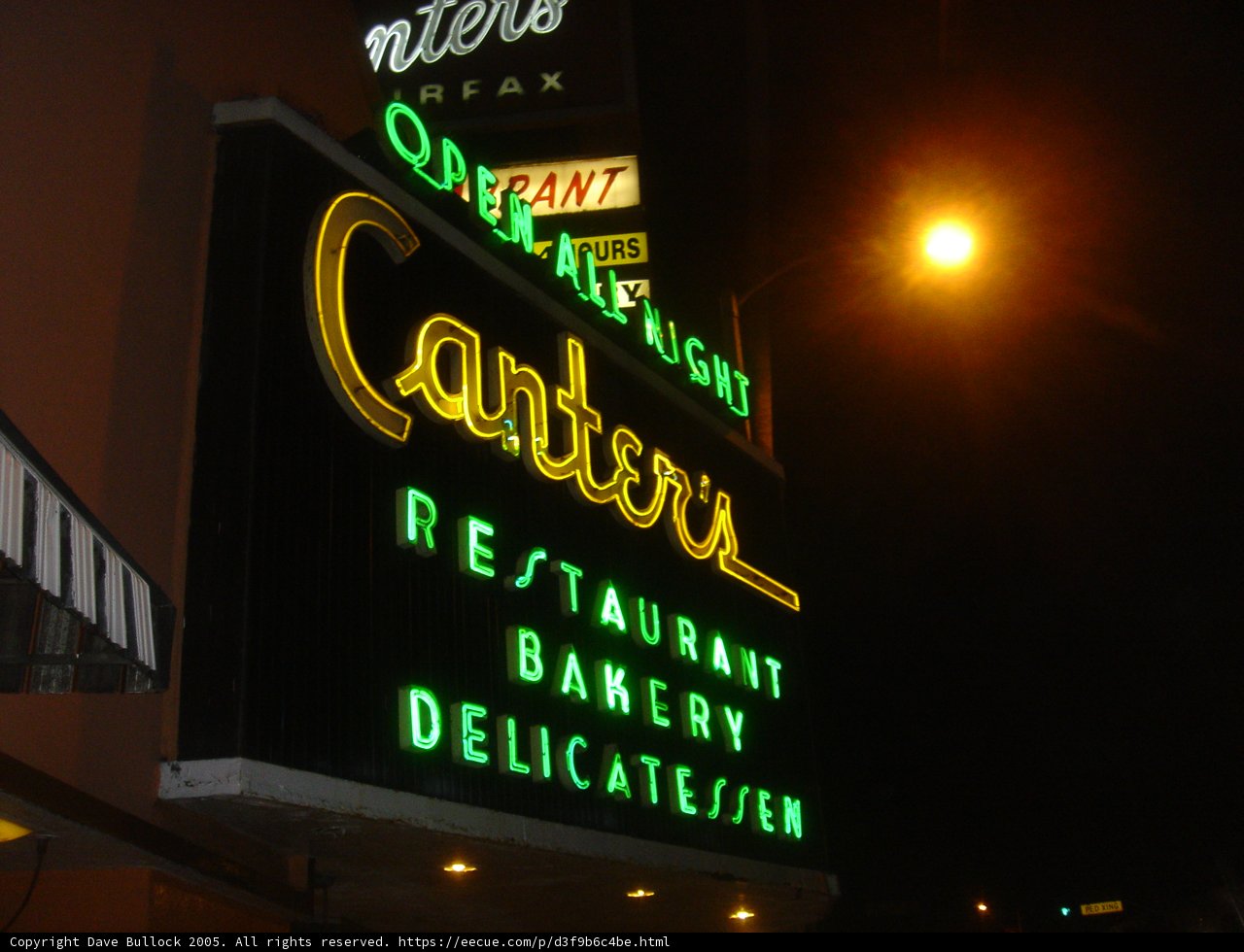 Bright Lights of Cantor's Restaurant at Night