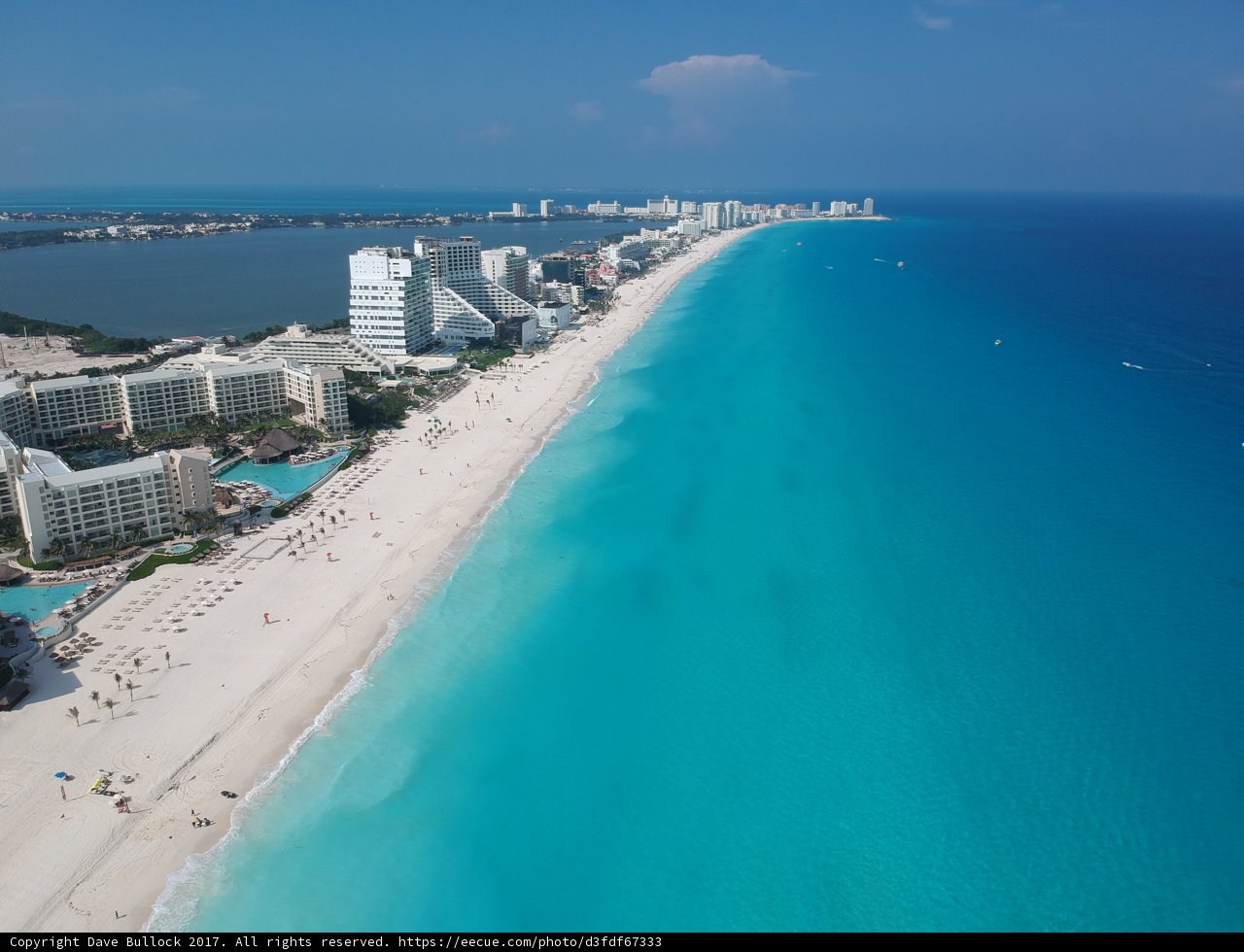 Aerial View of Cancun's Beach and Ocean