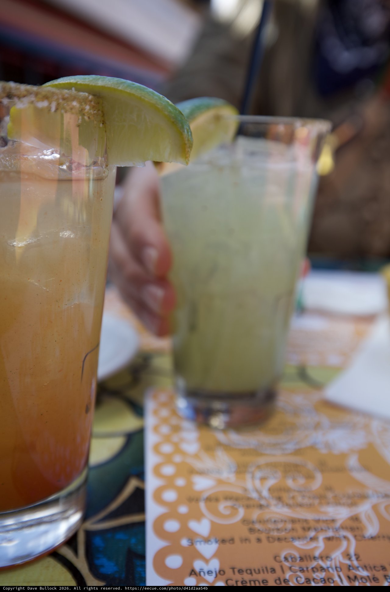 Margaritas with Lime at Mexican Restaurant