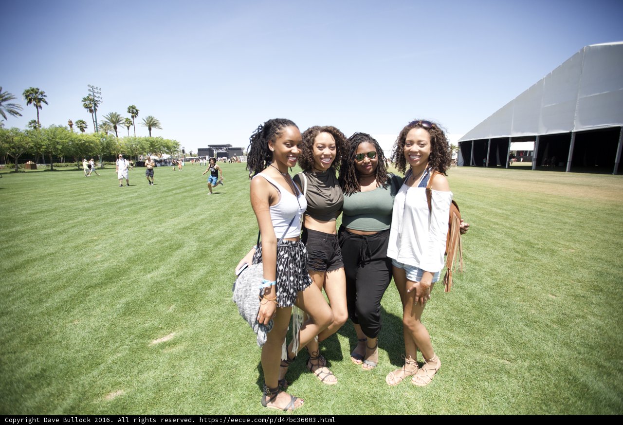 Four Young Women Posed for Photo among Lush Green Grass
