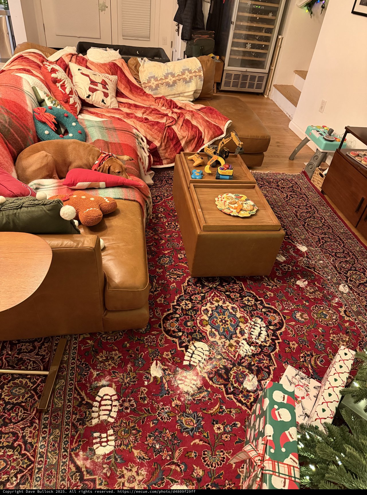 Cozy Living Room on Christmas Morning