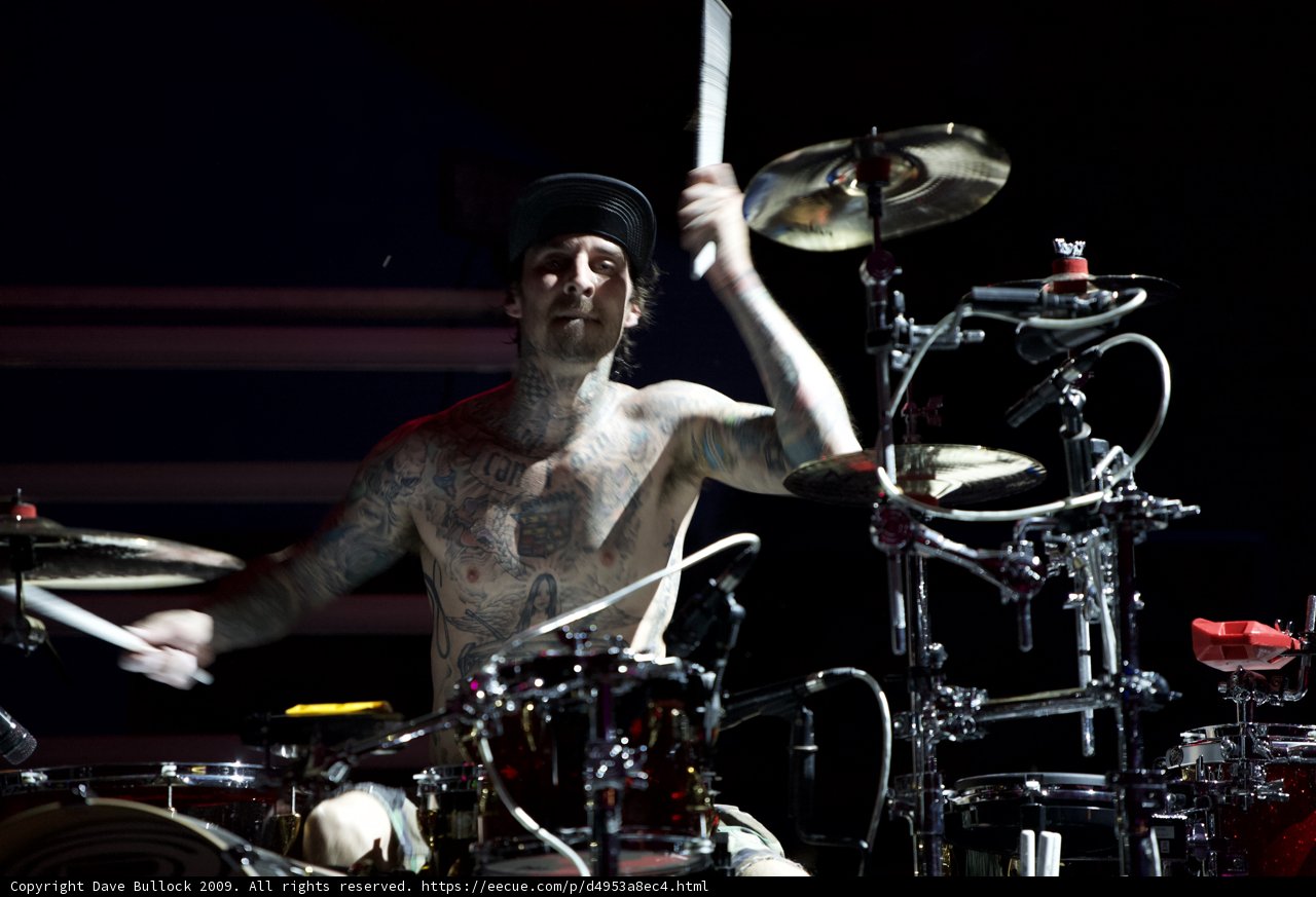 Travis Barker Rocks Coachella with His Tattoos and Drums