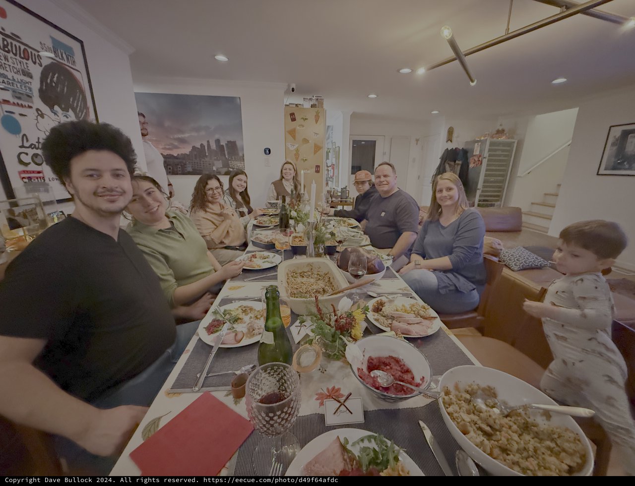 Family Thanksgiving Dinner Gathering Around Table