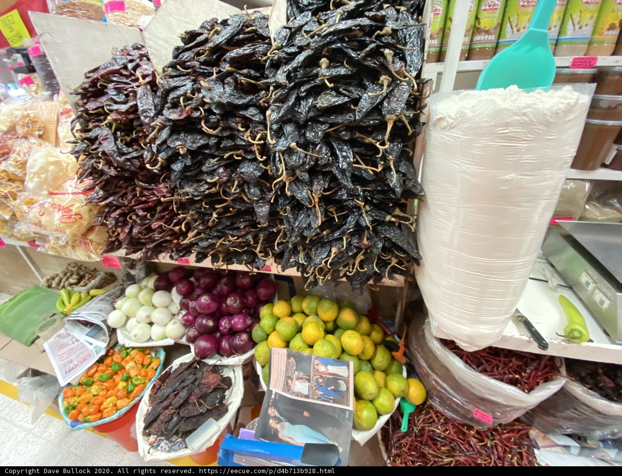 A diverse spread of fresh produce at Mercado Melchor Ocampo.