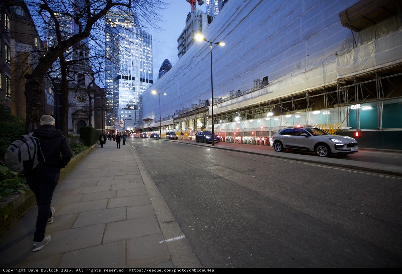 Urban Construction Zone at Dusk in London