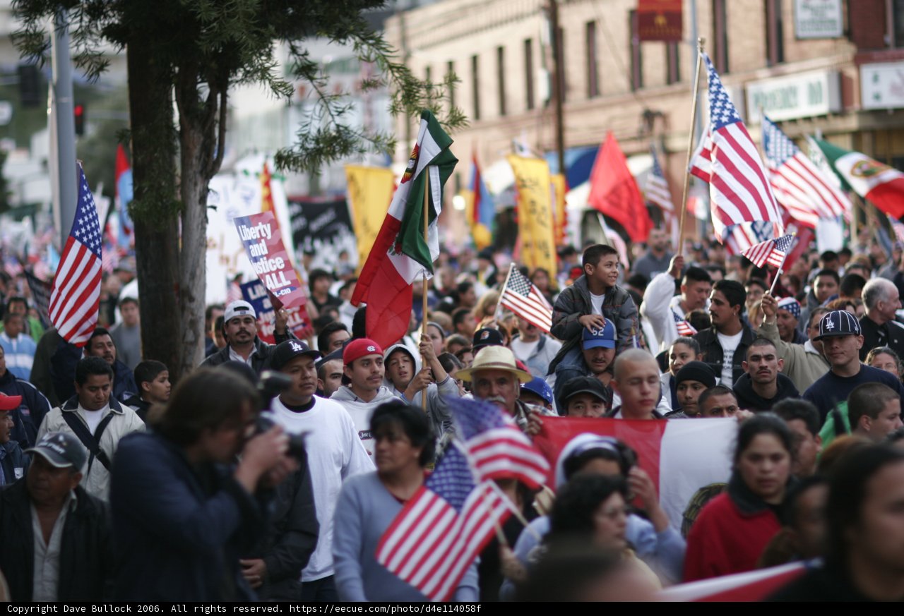 Patriotic Crowd at Art Performance