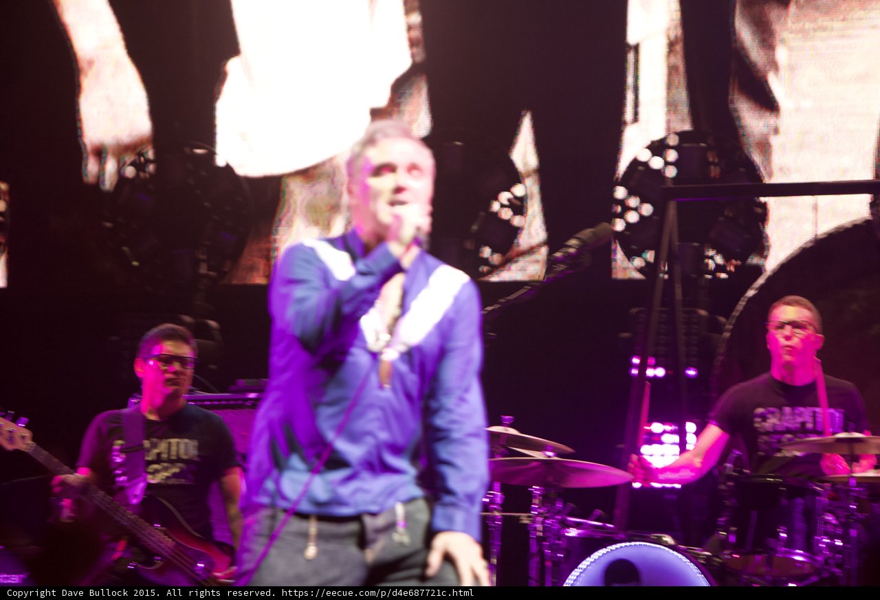 Morrissey Singing Soft Blur Blue Shirt Bassist Glasses Capitol Tee Drummer Glasses Capitol Tee Smiths Dangling Hands Screen