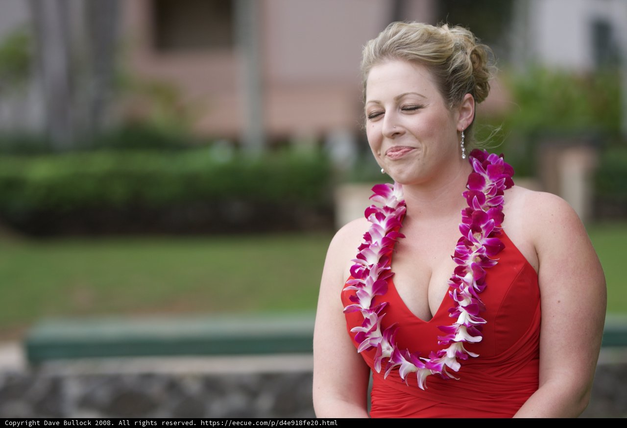 Red Dress Bride with Lei