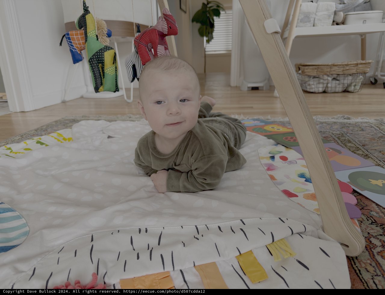 Baby's Tummy Time on Colorful Play Mat