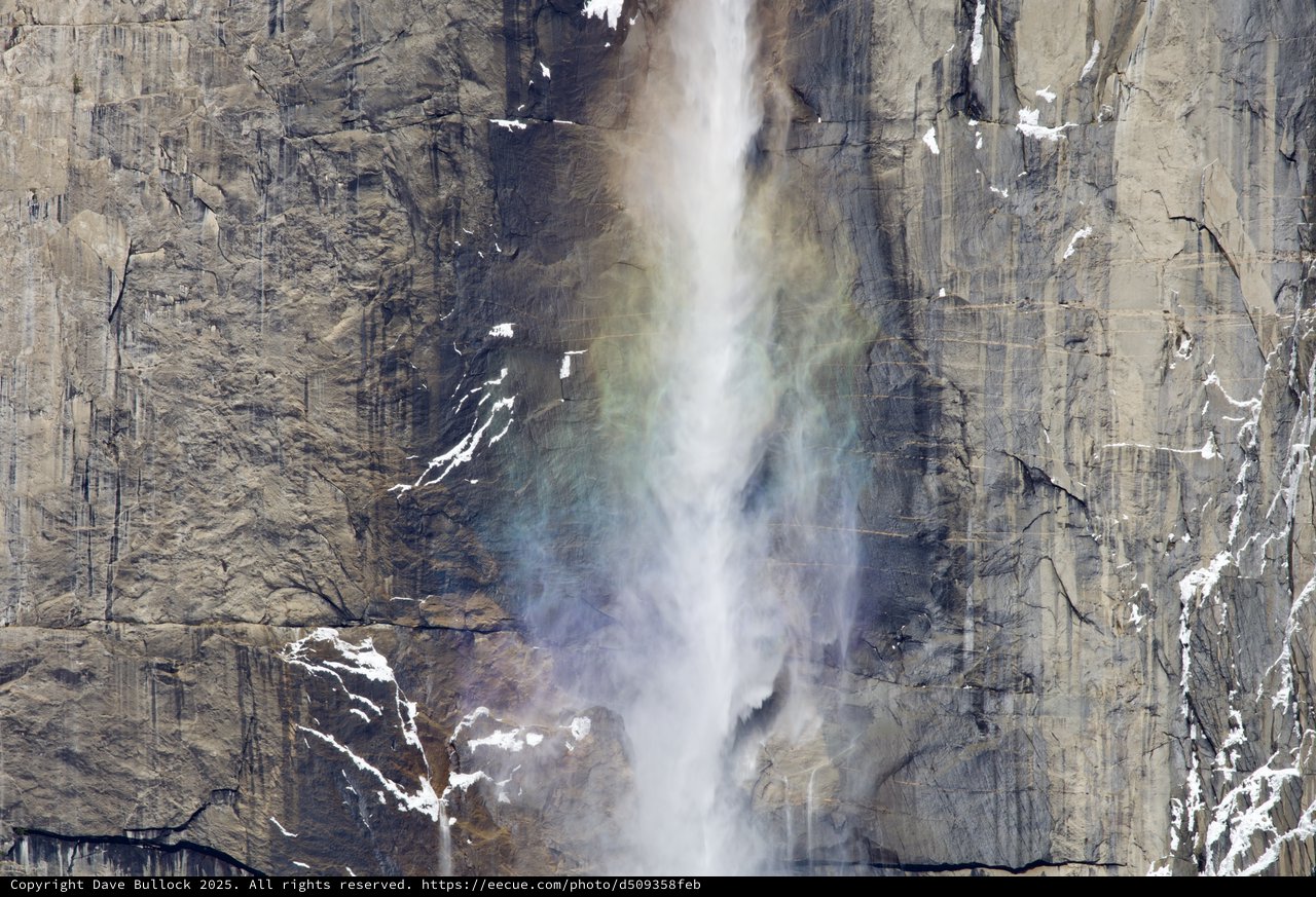 Yosemite Falls Cascading Down Granite Cliff Face